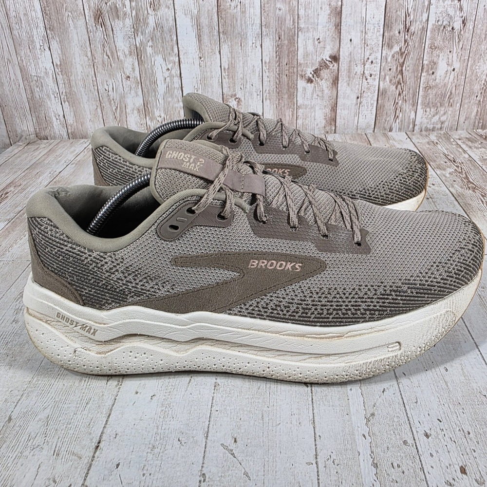Brooks Ghost Max 2 Mens 11.5 Gray Tan Running Shoes 1104311D240 Cushion Sneaker - Picture 4 of 8